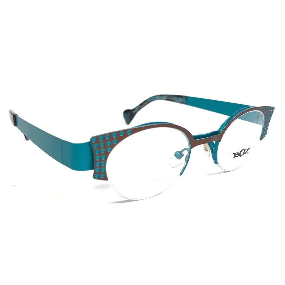 BOZ Eyeglasses Frames WILY 0225 Brown Blue Matte Spotted Half Rim 44.5-21-135